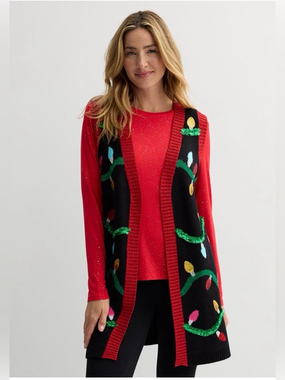 Jollidays XXL black open front holiday Christmas vest